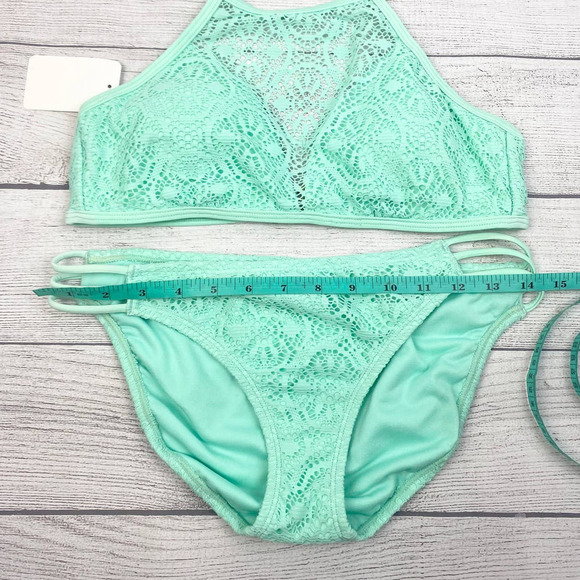 NEW Women Turquoise Sexy Two Piece Air Mesh Bikini Large - Picture 6 of 10